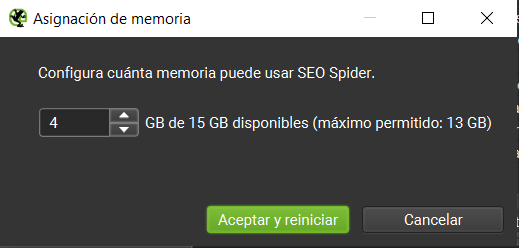 Asignar memoria RAM para rastreos grandes