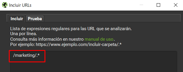 Incluir solo una carpeta específica