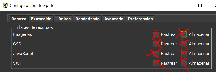 No rastrear imágenes para ahorrar tiempo