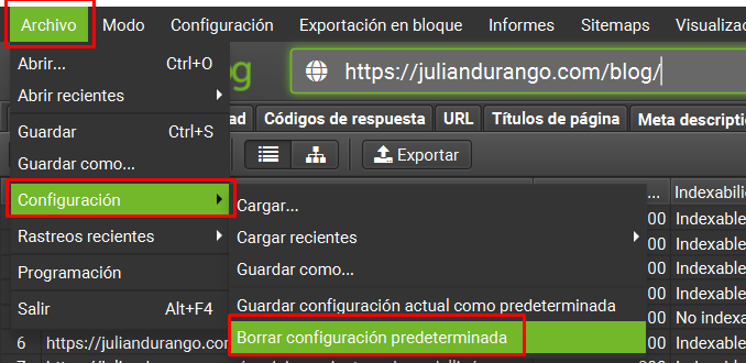 Restablecer configuración inicial