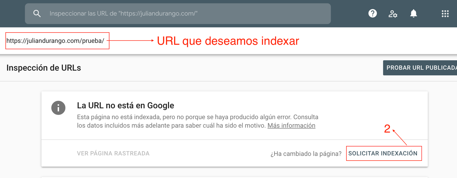 Indexar URL en Google Search Console