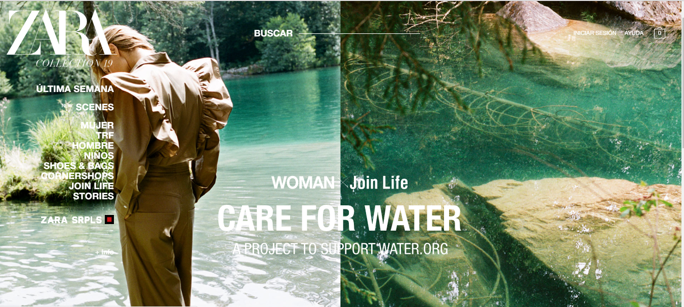 Ejemplo de tendencia de diseño web en Zara